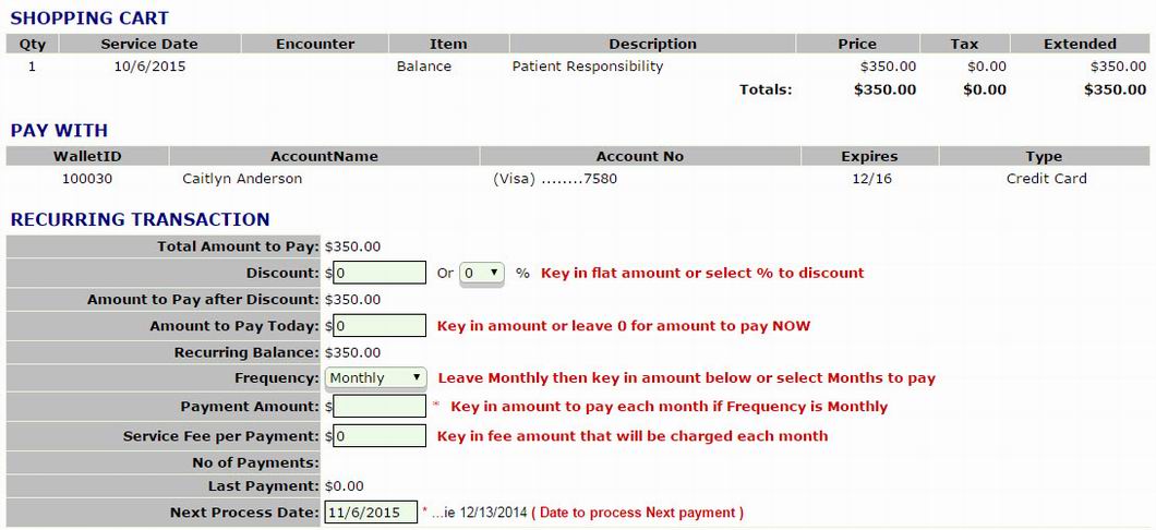 Easily establish custom Recurring payment plans to meet the patients needs